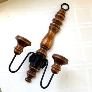 Brown and Black Wooden Wall Hooks with Vintage Design